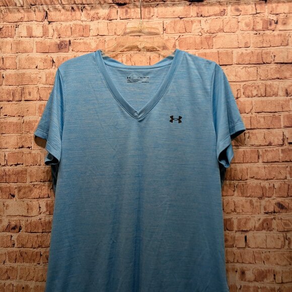 Under Armour Heatgear Loose Blue V-Neck T-Shirt Size XL - Picture 2 of 9